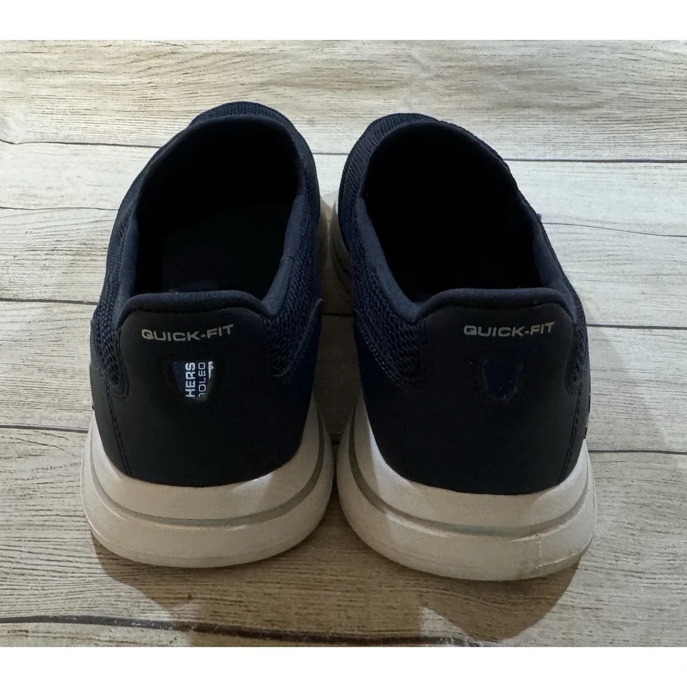 Skechers Air Cooled Goga Mat Navy Blue Comfort Slip On Shoes Sz 9.5